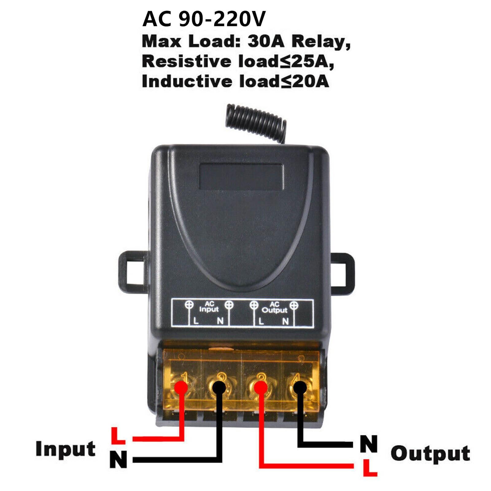 1Pcs AC 90-220V 30A RF Relay Wireless Remote Control Switch + 433MHz Remote