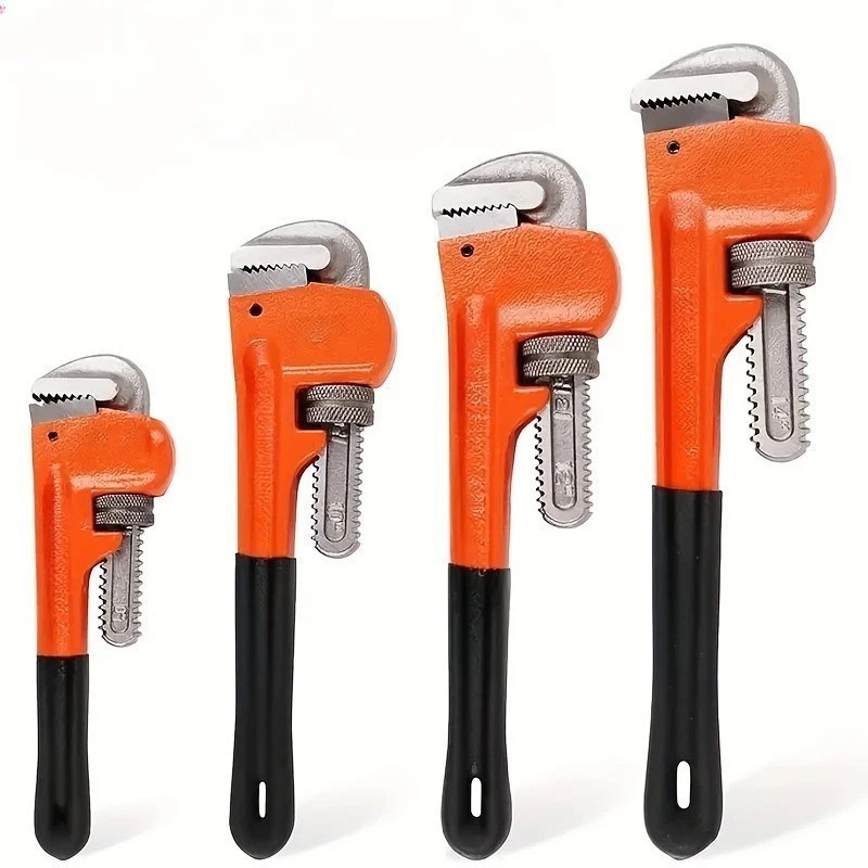 4pc Heavy Duty Pipe Wrench Set Monkey Heat Treated Adjustable 8" 10" 12" 14" NEW