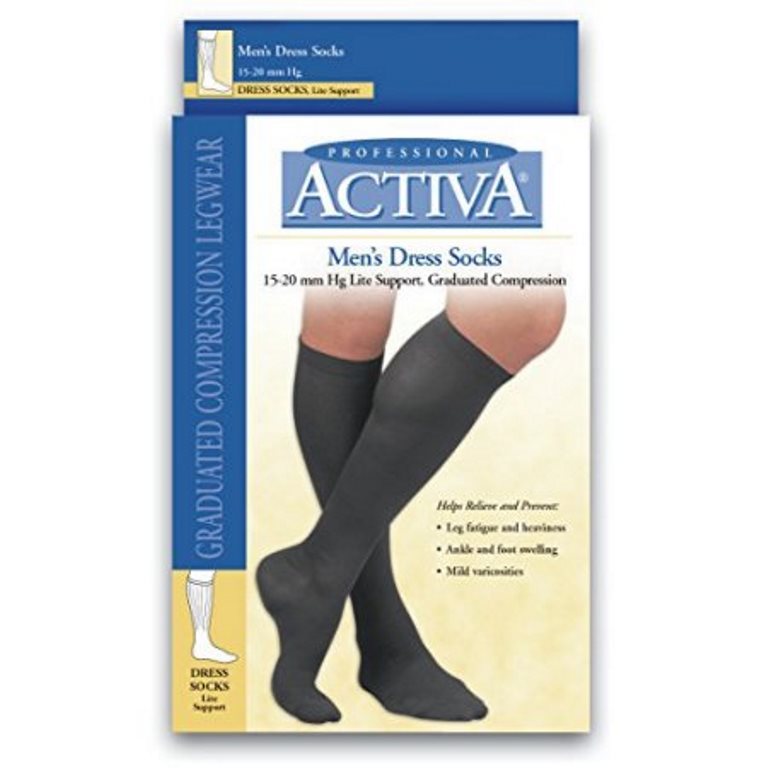 NIB ACTIVA MENS 15-20 MMHG LITE SUPPORT COMPRESSION SOCKS - H2572 - BROWN MEDIUM