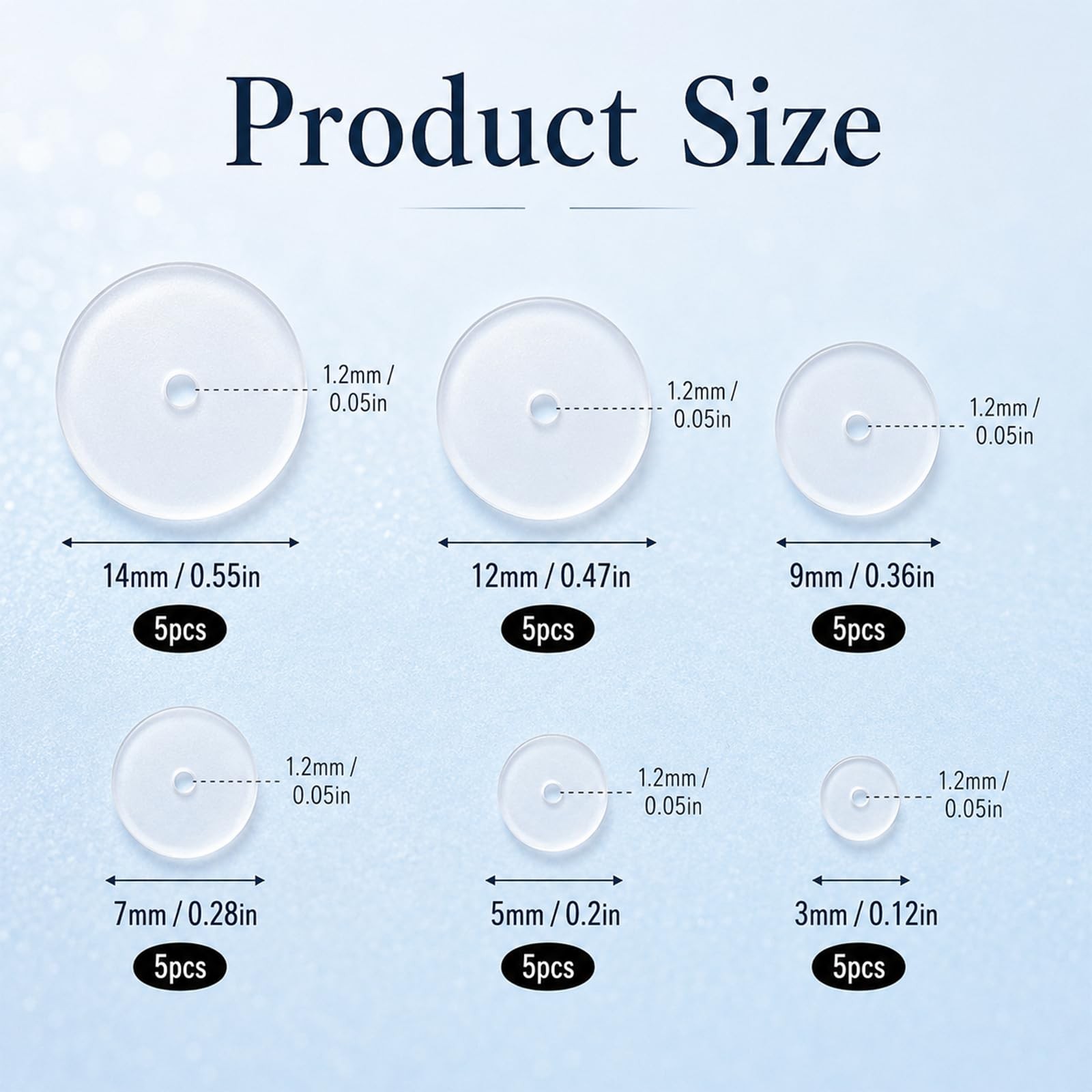 HJZHII 90Pcs Clear Piercing Disc for Bump, Silicone Earring