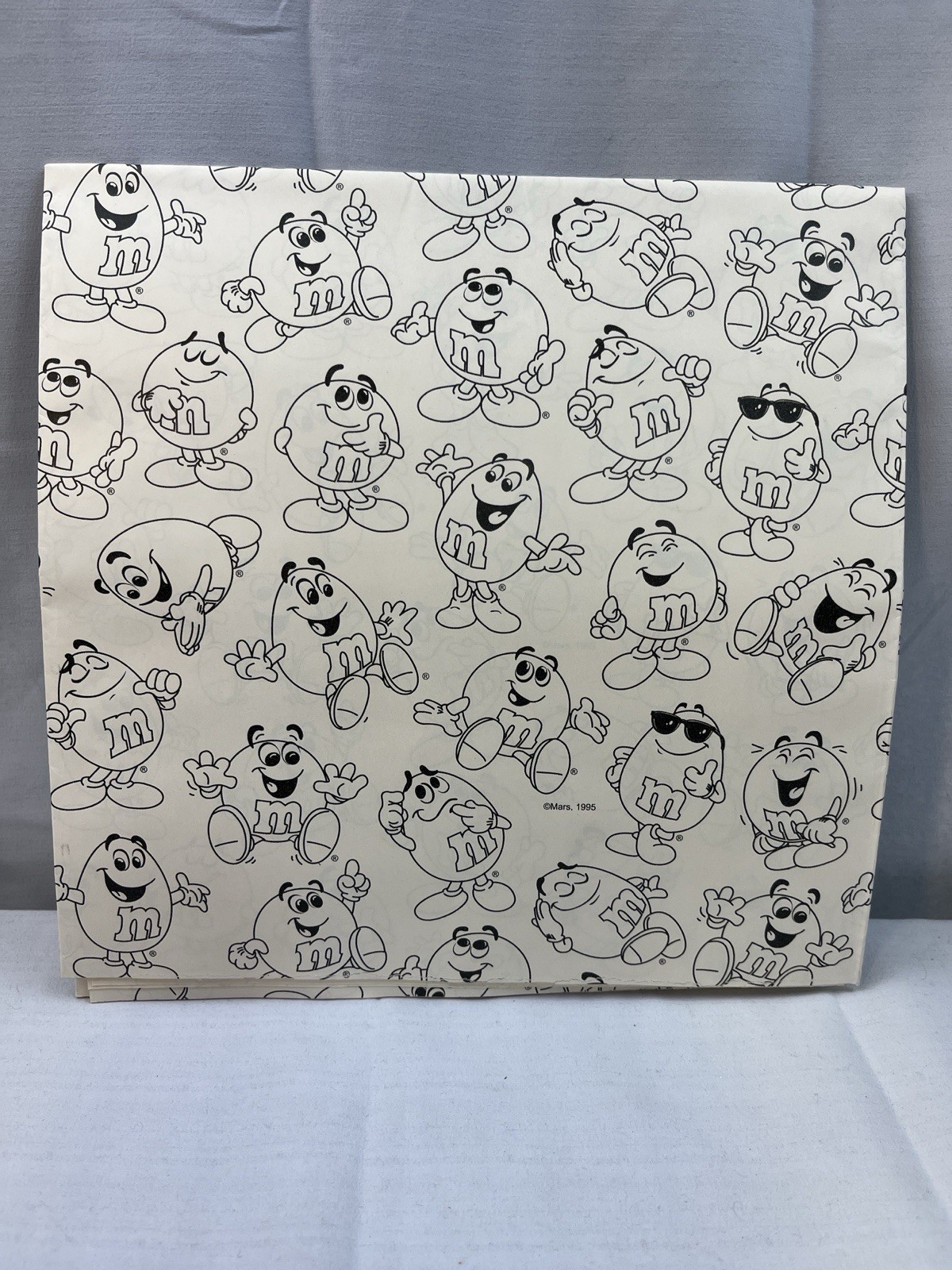 M&M Coloring Vtg Wrapping Paper 30x20" Gift Wrap 1995 Mars 2 Sheets New