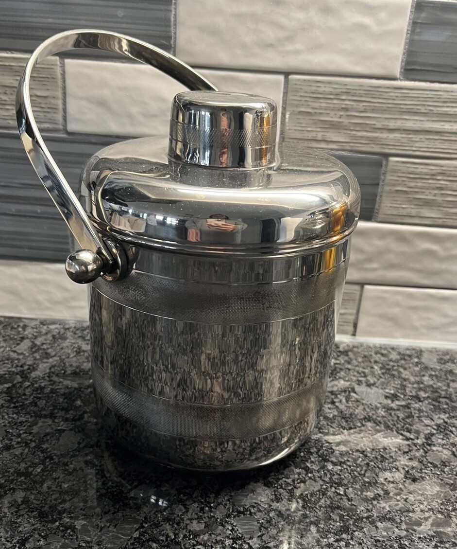 Zodax Silver Stainless Steel  Wine Cooler, Ice Bucket W/ Lid Made In India.