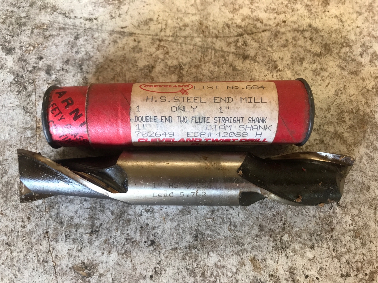 Cleveland 1”.   2 Flute Double End Mill 1” Shank New! Qty 1