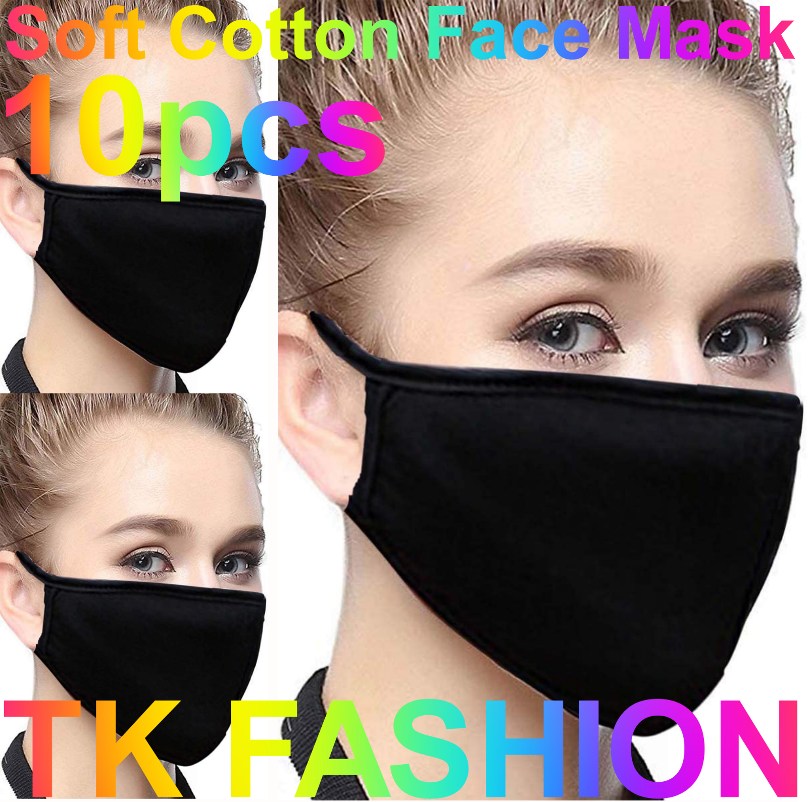 Soft Poly Cotton Face Black Mask Double Layer Reusable and Washable Unisex