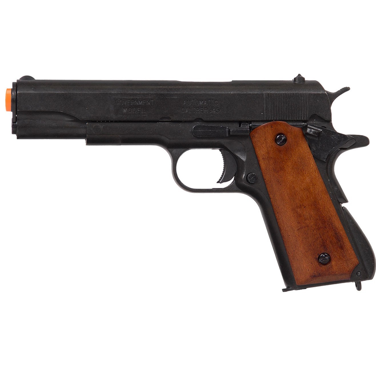 Replica M1911A1 Black Finish Dark Wood Grip Field Strippable Auto Non-Firing Gun