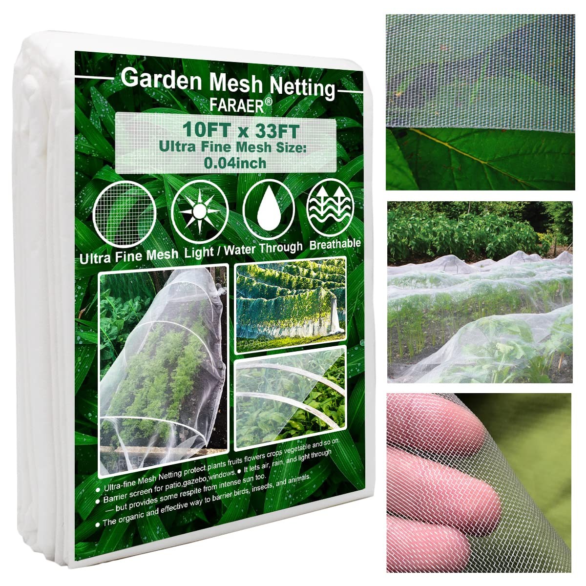 Garden Netting, Plant Covers 10x33Ft Net Ultra Fine Mesh 10ftx33ft, White