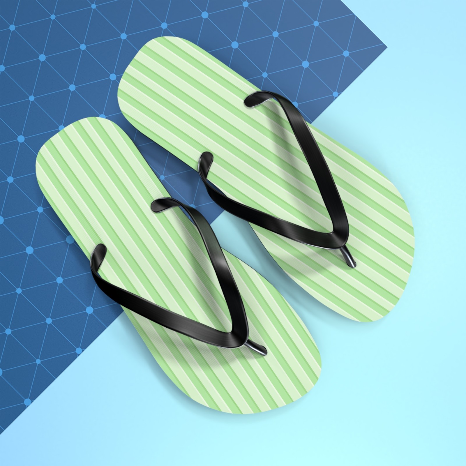 Mint Green Stripes Flip Flops – Beach Sandals