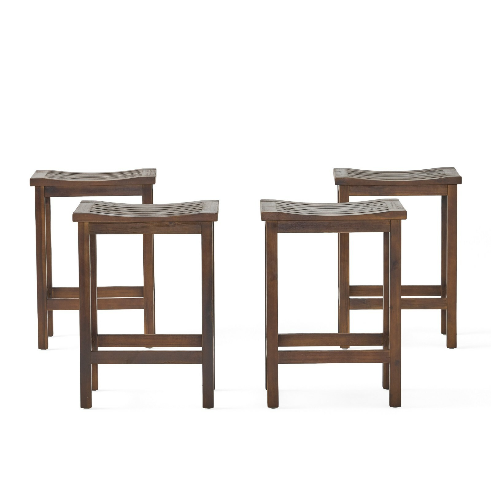 Doric Outdoor Mahogany Brown Finish Acacia Wood Counter Stools