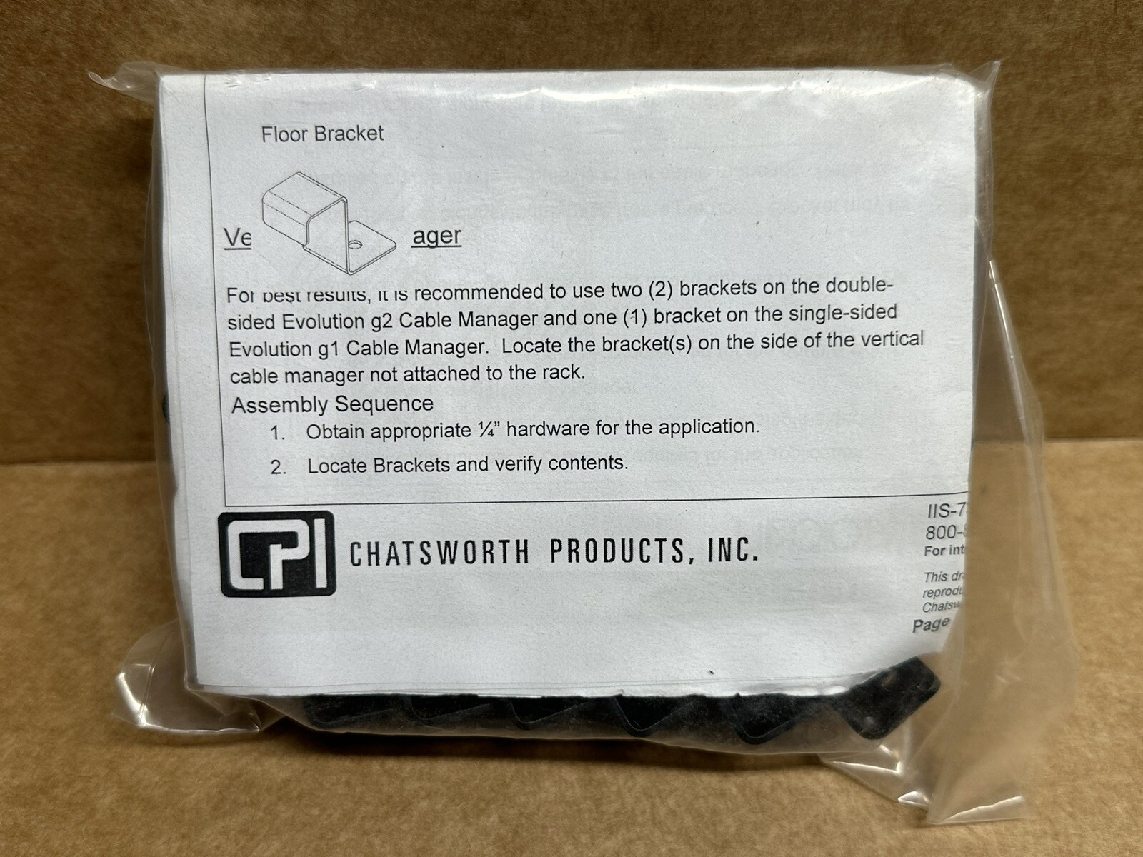 Chatsworth 12pc Floor Bracket Kit 35506-701 For Evolution Vertical Cable Manager