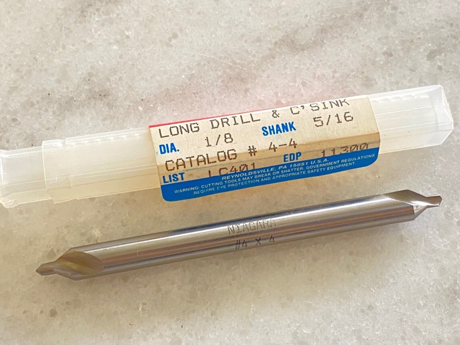 NEW NIAGARA CUTTER 1/8" x 5/16" #4-4 COMBINATION LONG DRILL & COUNTER SINK 11300