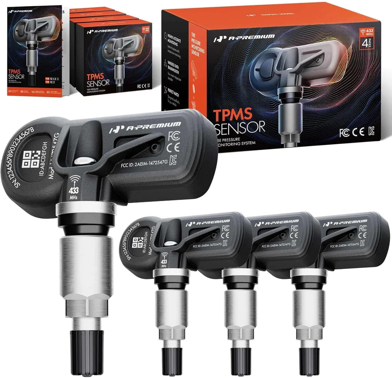 A-Premium 4PCS Pre-Programmed TPMS Sensor Tire Pressure Monitoring Sensor - Comp