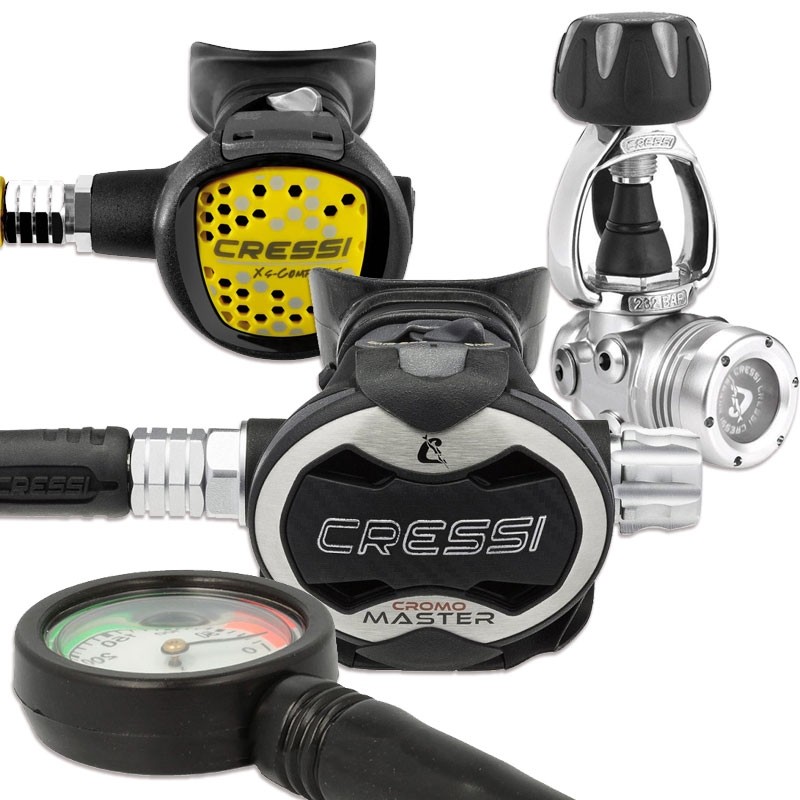 Cressi Sub T10-SC CHROME MASTER INT Dispenser With Pressure Gauge Regulator YOKE