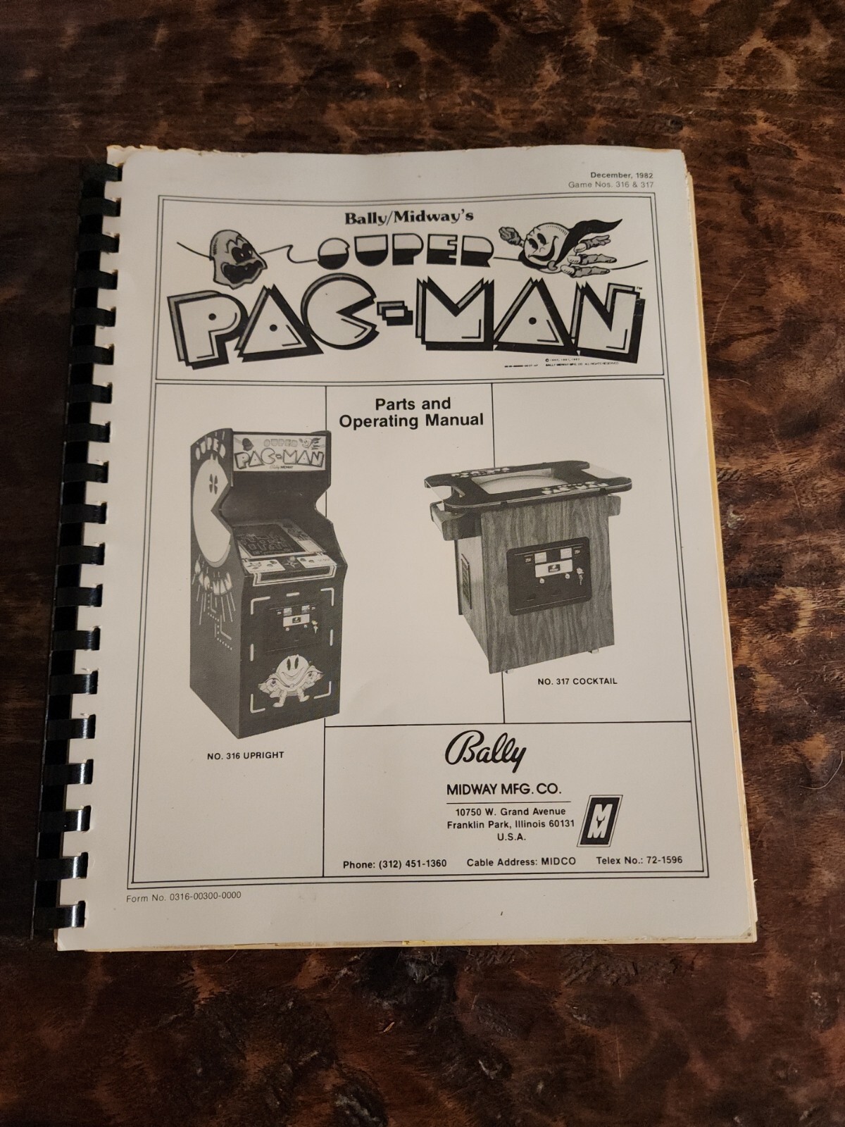 Original 1982 Bally Midway Super Pac-Man Arcade Parts Operating Manual 316 317
