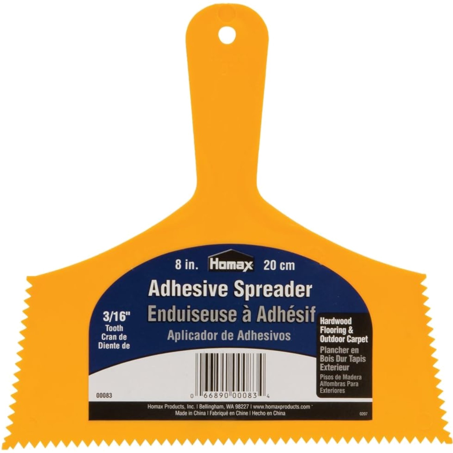 8-Inch Adhesive Spreader for Hardwood Flooring with 3/16-Inch Tooth Design