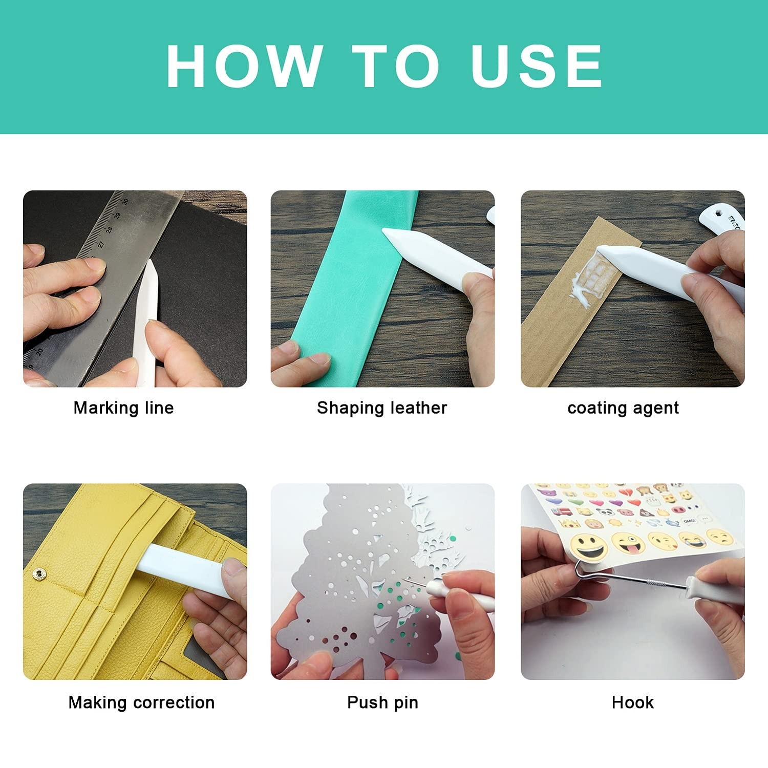 7pcs Bone folder and Scoring Tool, Paper Folding Tool, Bone Origami Creaser f...