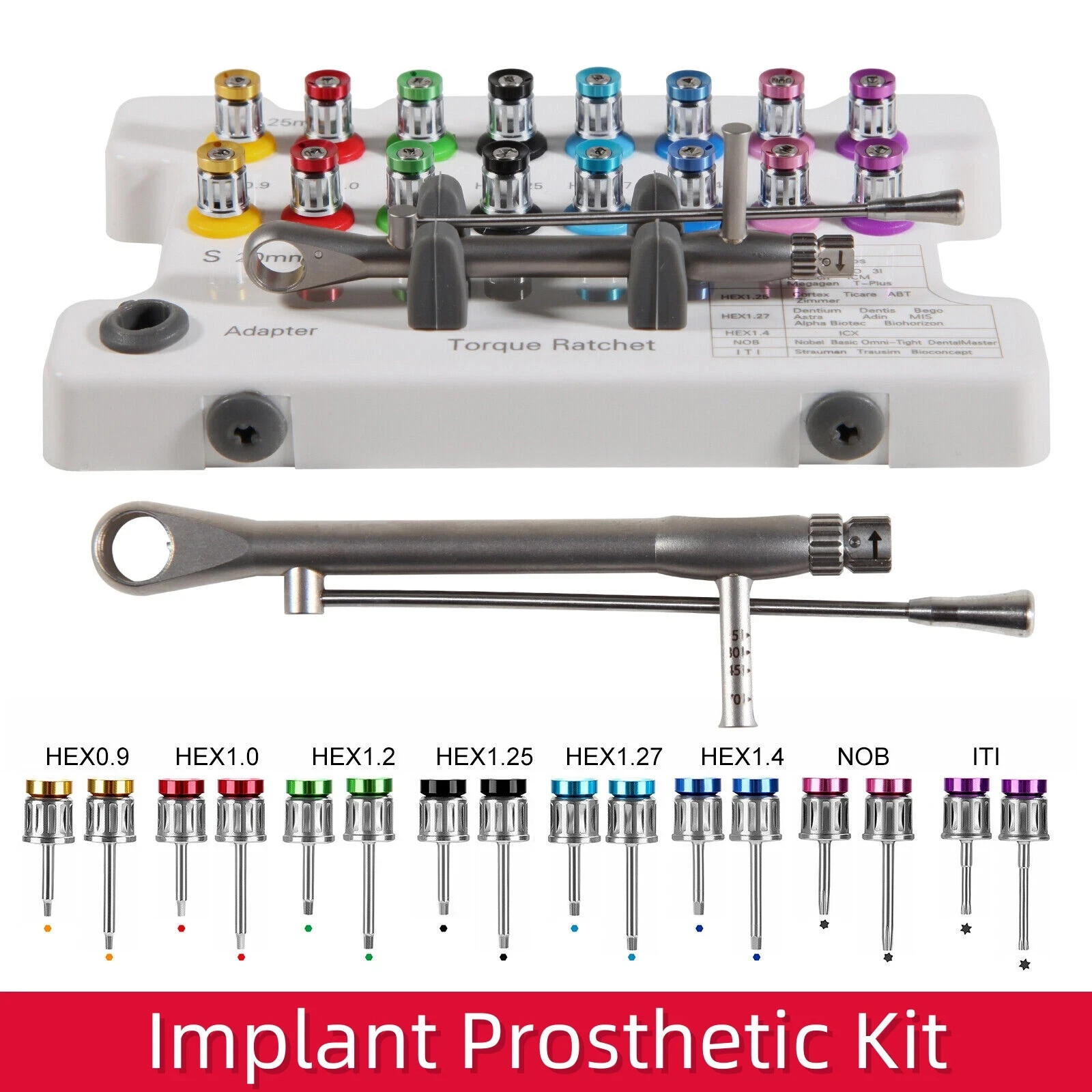 Dental Universal Implant Hand Driver Hex Screw Rrivers Remover Tool Set