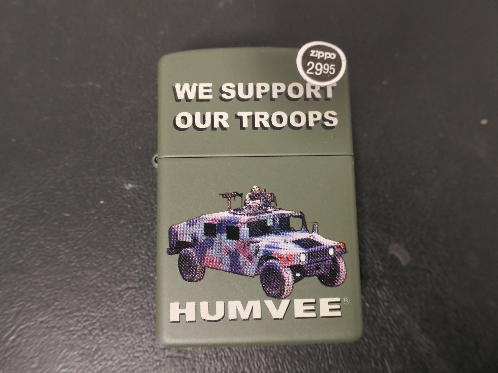 Humvee We Support Our Troops Green Camo Zippo NOS