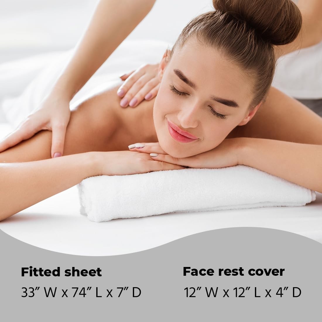 White Waterproof Massage Table Cover with Fitted Sheet & Face Rest, Washable