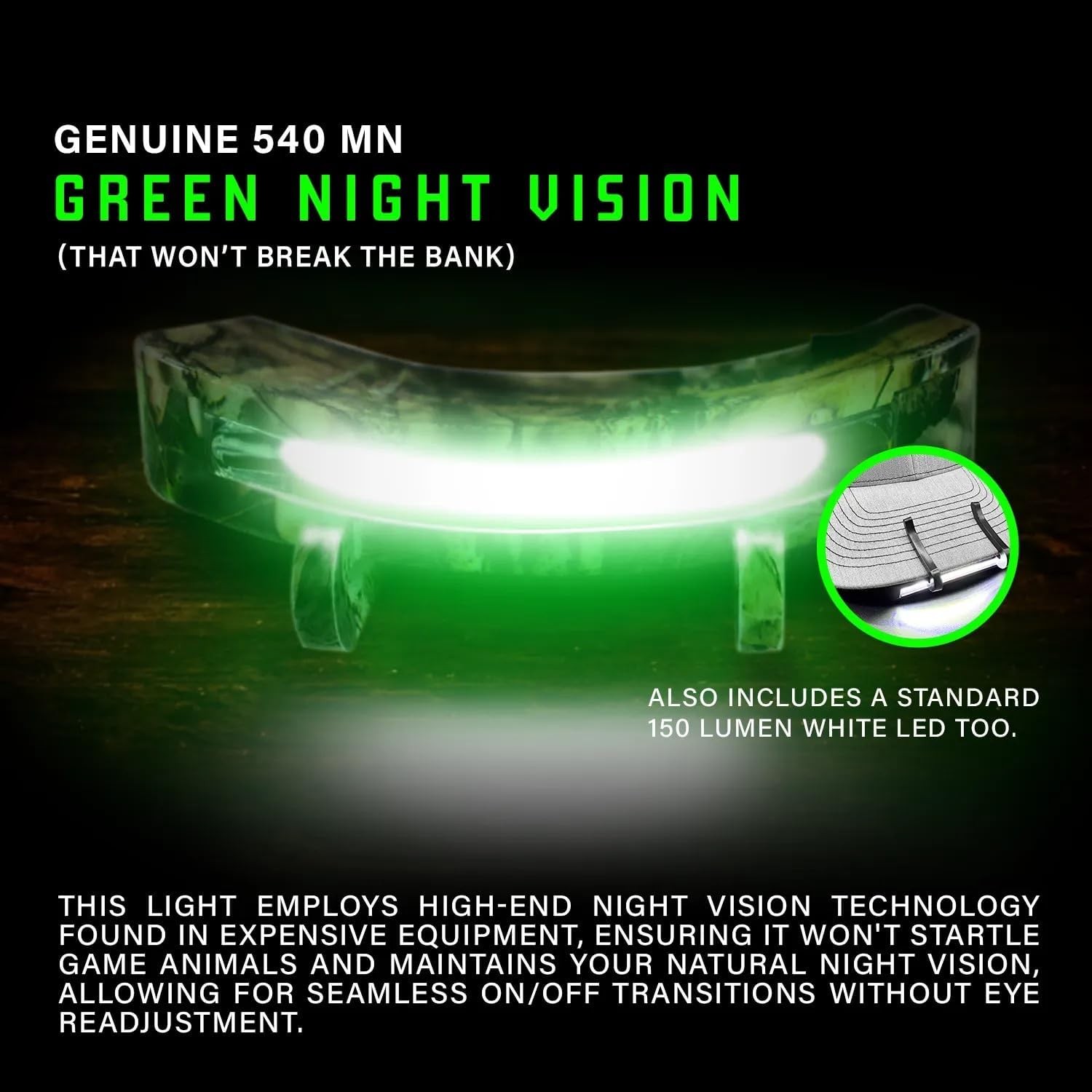 MODERN NEEDS Night Vision Cap Light –Compact, Clip-On Hat Flashlight Powered b