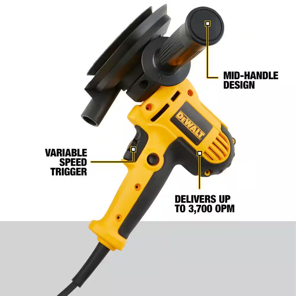 Dewalt 6 Amp Corded Variable Speed Disk Sander 5 in 8 Hole Hook Loop Pad