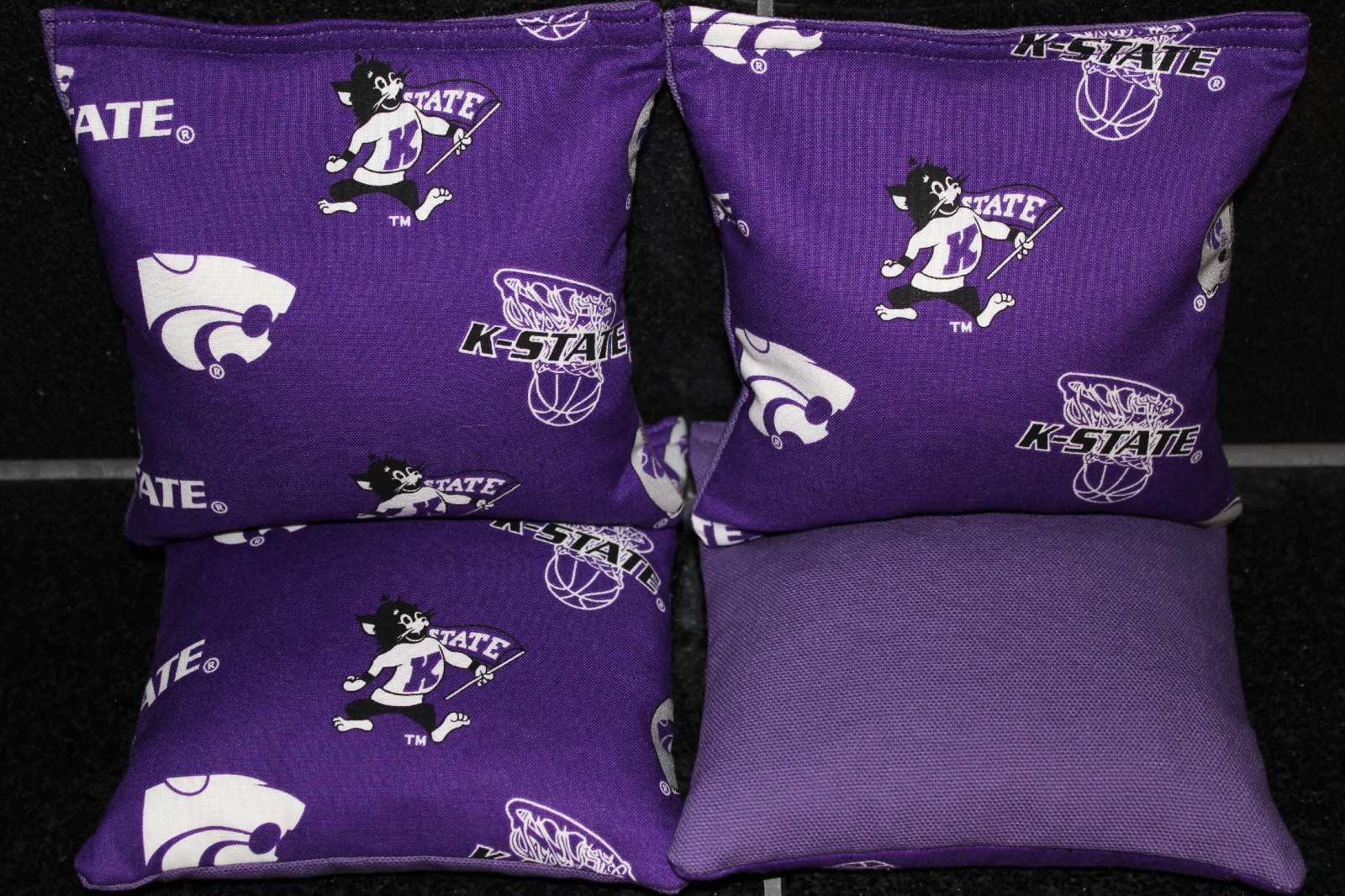 KANSAS STATE WILDCATS 4 CORNHOLE BEAN BAGS Baggo Toss Tailgate Game TOP QUALITY!