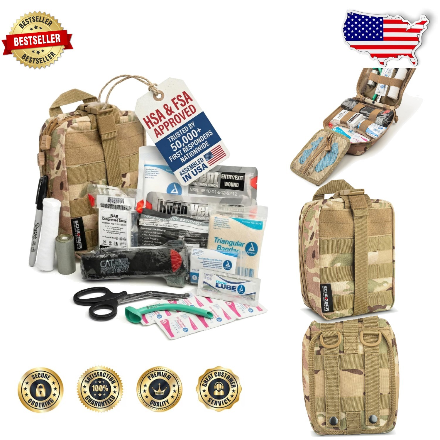 IFAK Kit: Genuine NAR Trauma Pack, CAT Tourniquet, HyFin Vent, Israeli Bandage