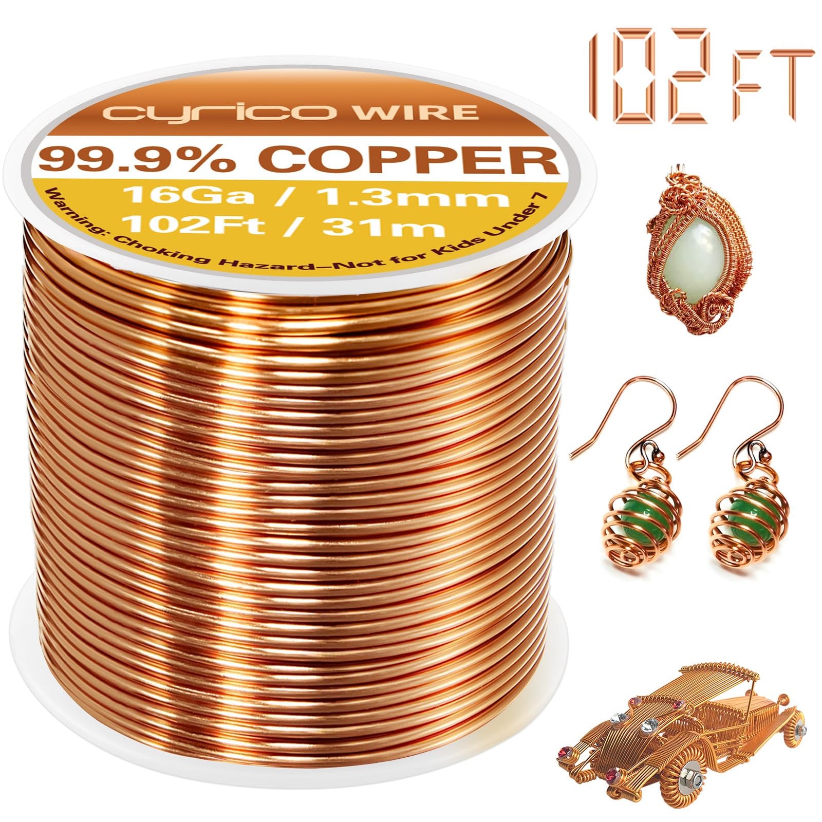 99.9 Pure Copper Wire, 16 Gauge 102 Feet Solid Copper Wire for Jewelry Making