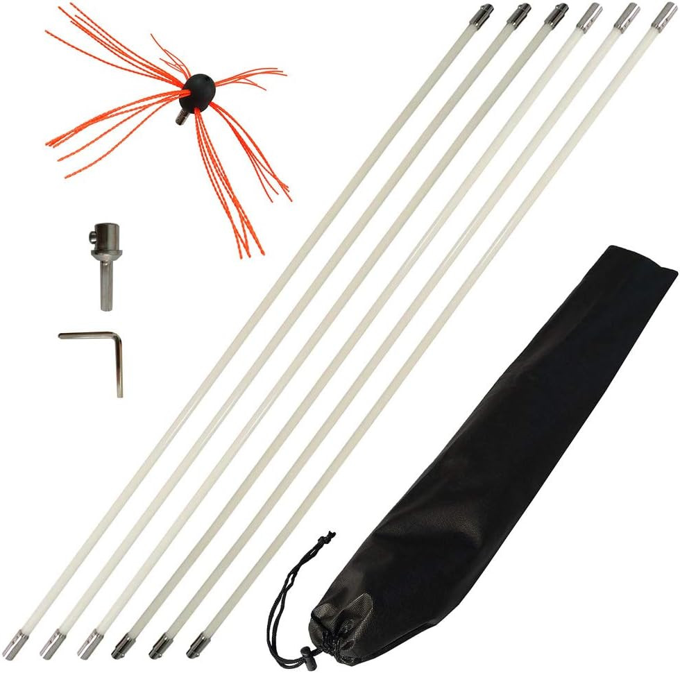 Chimney Cleaning Brush Fireplace Flue Sweep Whip Cleaner Tools 20 Feet Rotary S
