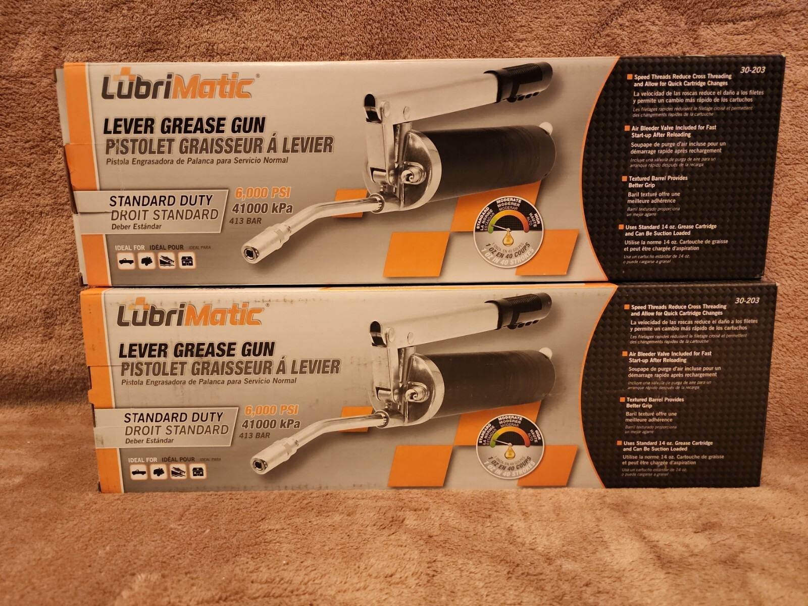 Lot of 2: Lubrimatic Lever Grease Gun No. 30-203 Standard Duty