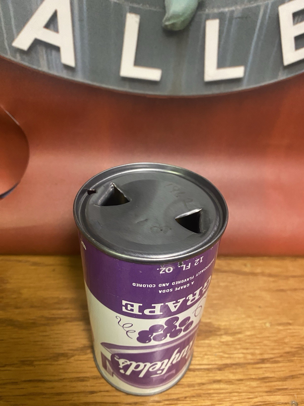 Canfields Grape Flat Top Can Old Vintage Soda Can Chicago IL