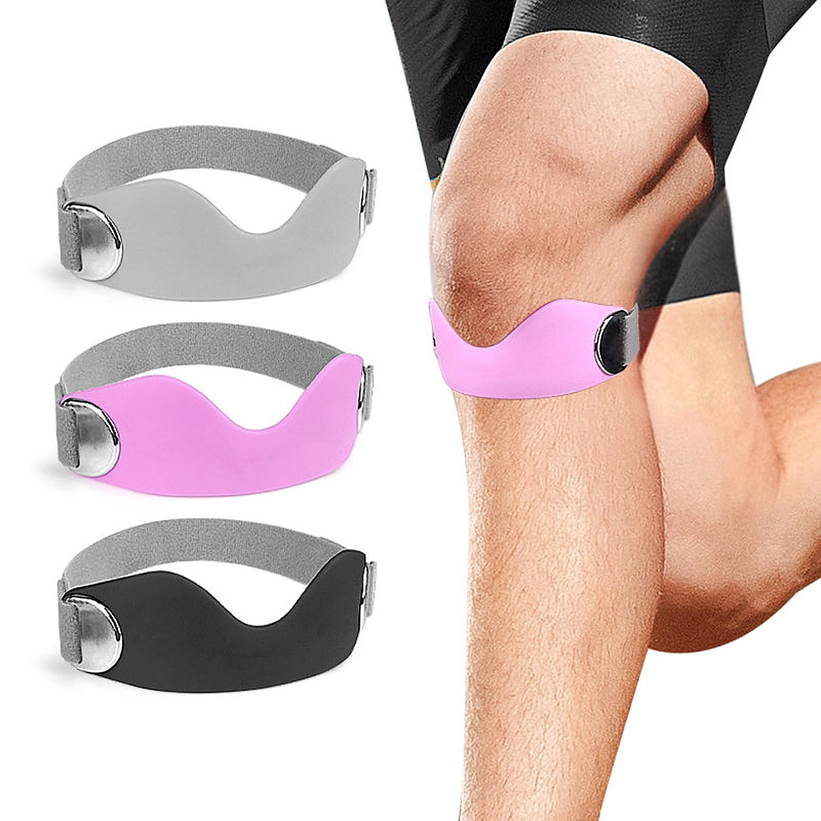 Patellar Tendon Support Strap Silicone Knee Band Adjustable Stabilizer Men Women
