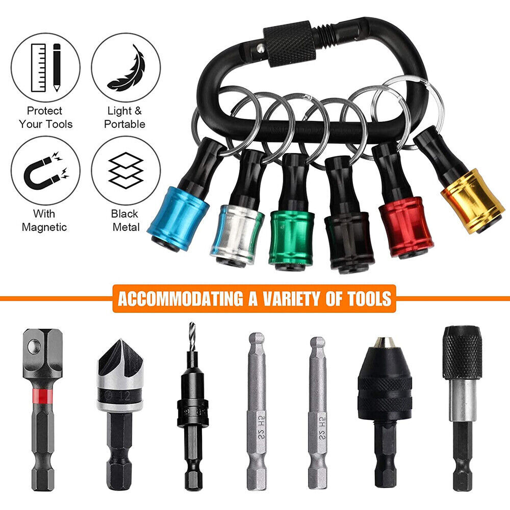 1/4" Hex Shank Quick Release Keychain Screwdriver Drill Bit Holder Bit Set LOT