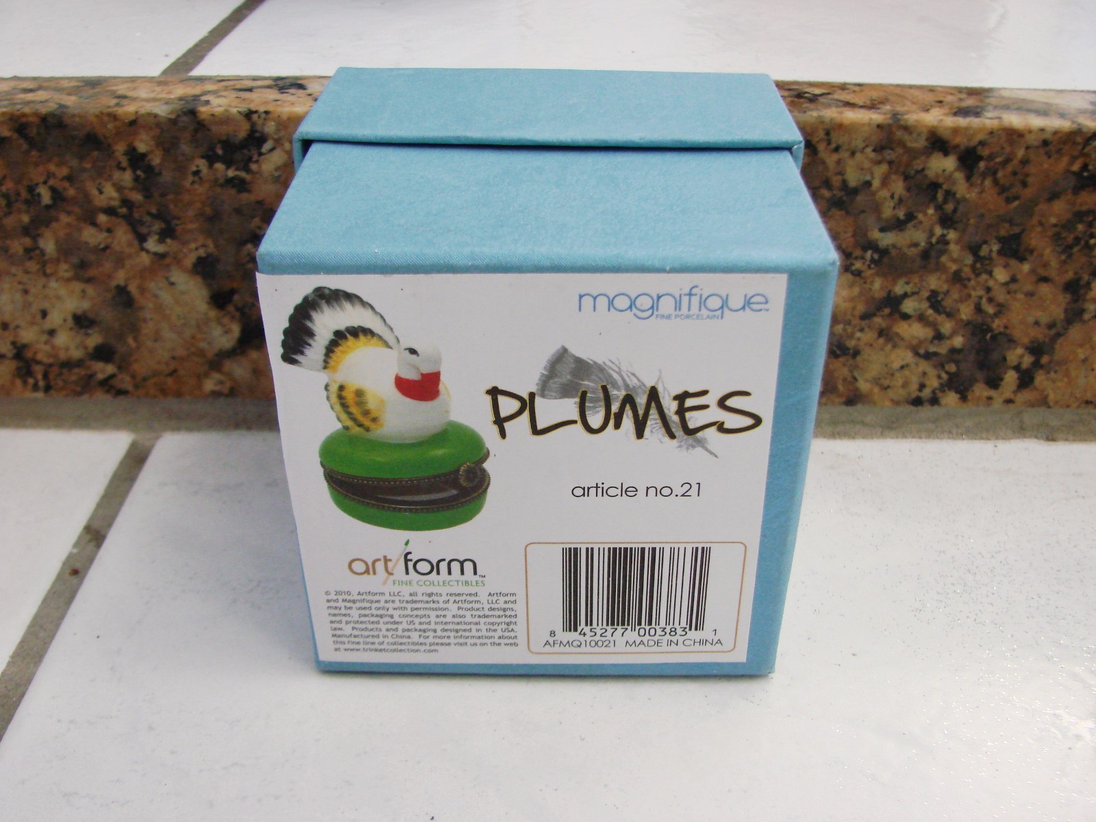 Trinket Box Plumes Bird on box Turkey  Magnifique by Art Form #21