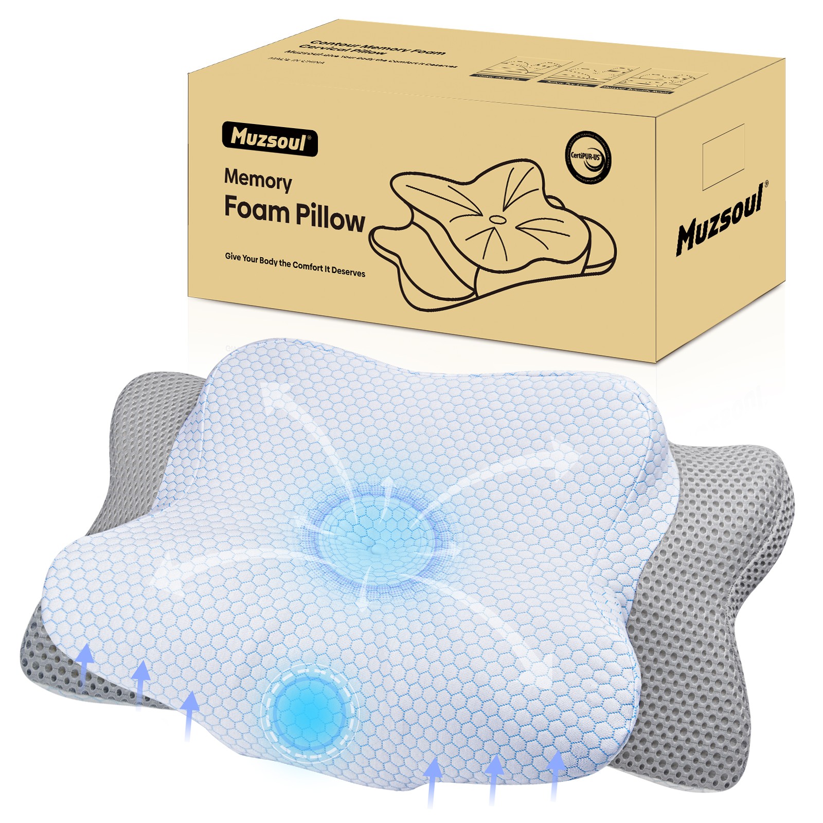 Queen Size Home Cervical Neck Pillow Orthopedic Support Memory Foam Pillows Side