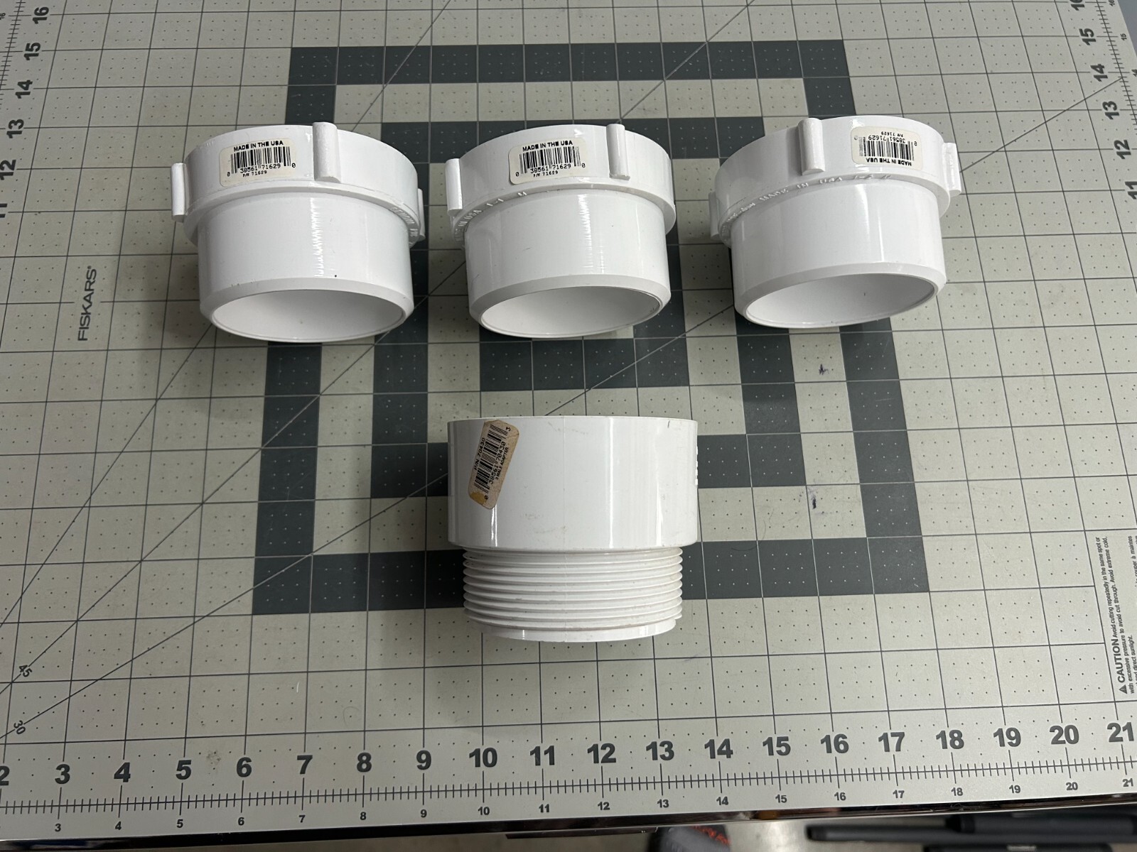 NOS 4-pack lot GENOVA 3 " In DWV PVC Cleanout Body Spigot x FIP & Male Adapter