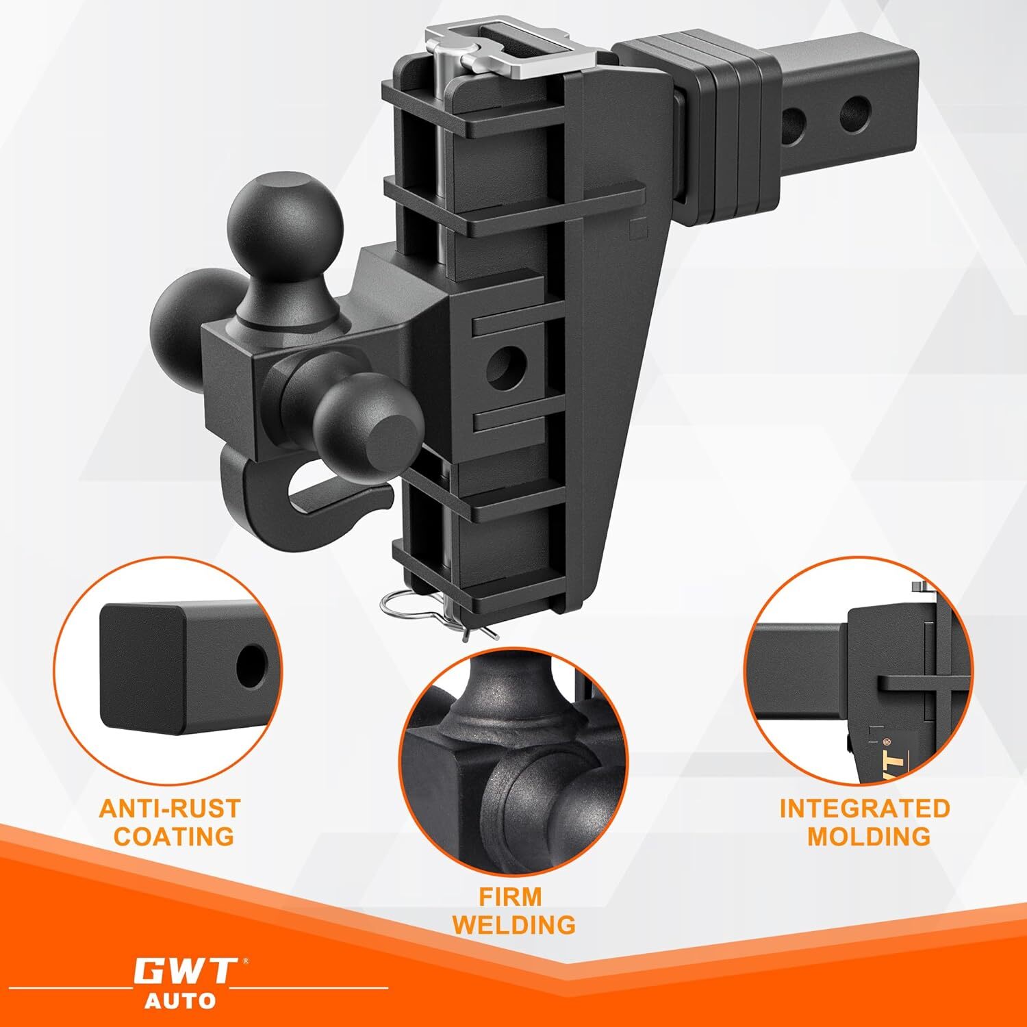 Trailer Hitch Fits 2 Inch Receiver 6 Inch Adjustable Drop Hitch 17000LBS Solid