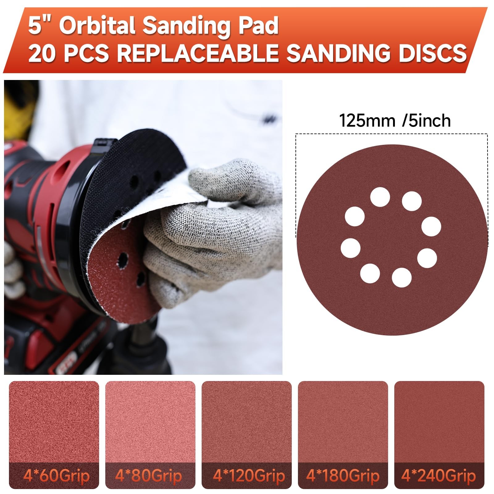 5Inch Random Orbital Sander, Cordless Sanding Machine Compatible with Milwauk...