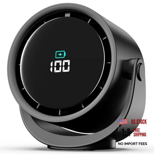 Portable Desk Fan for Bedroom - Turbo Table Fans with Smile Icon LED Display