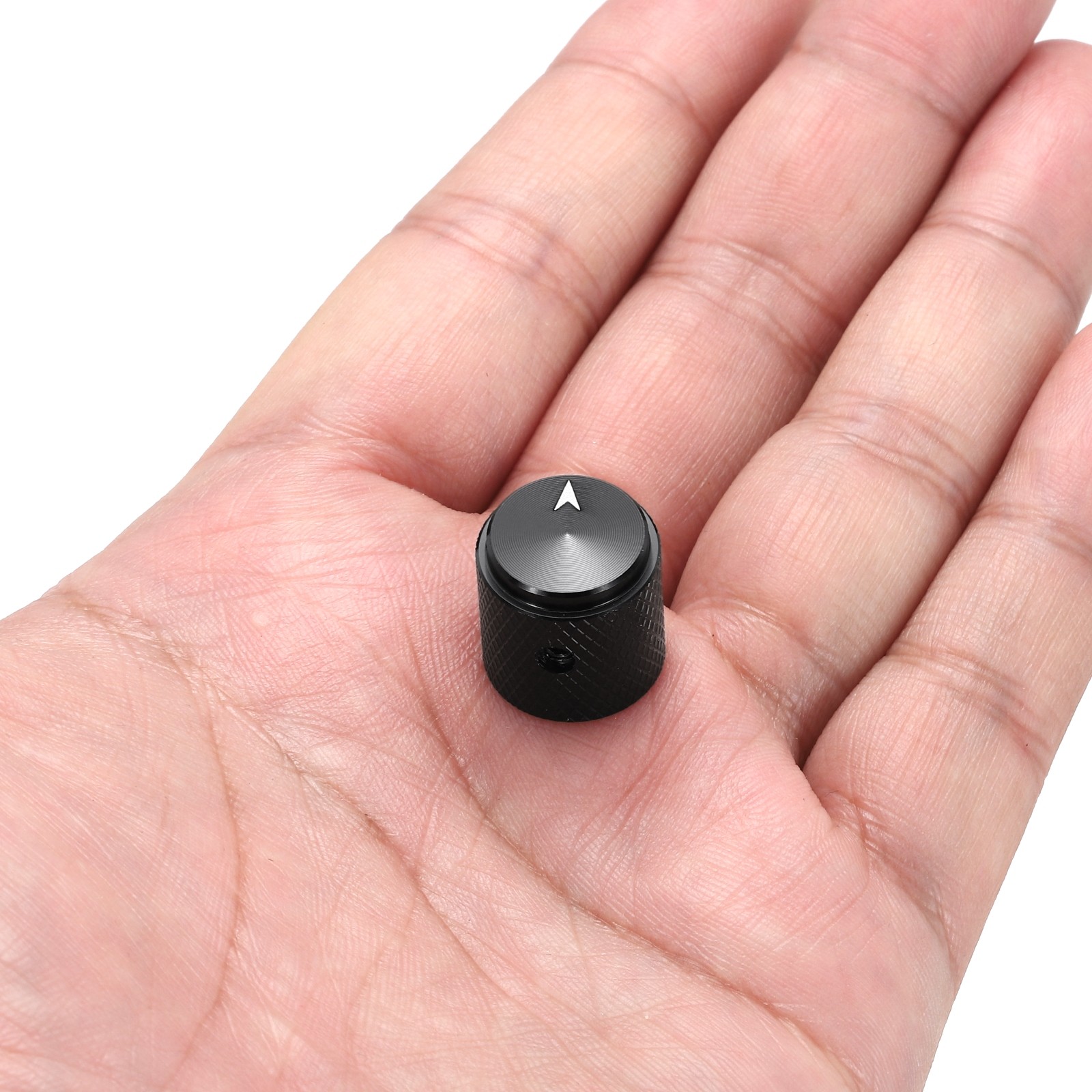 4 Pcs Aluminium Knobs, 6mm IDx15mm ODx15mm, Arrow Indicator, Black