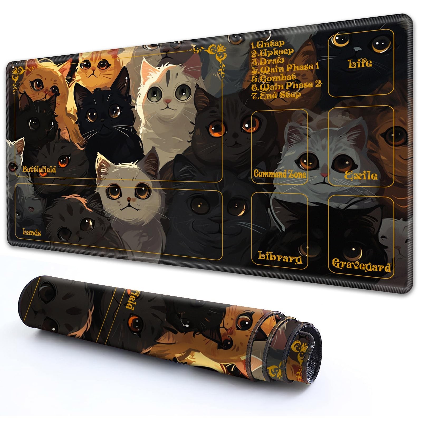 for MTG Playmat with Zones 24" x 14" with High Elastic Rubber Base Non-Slip R...