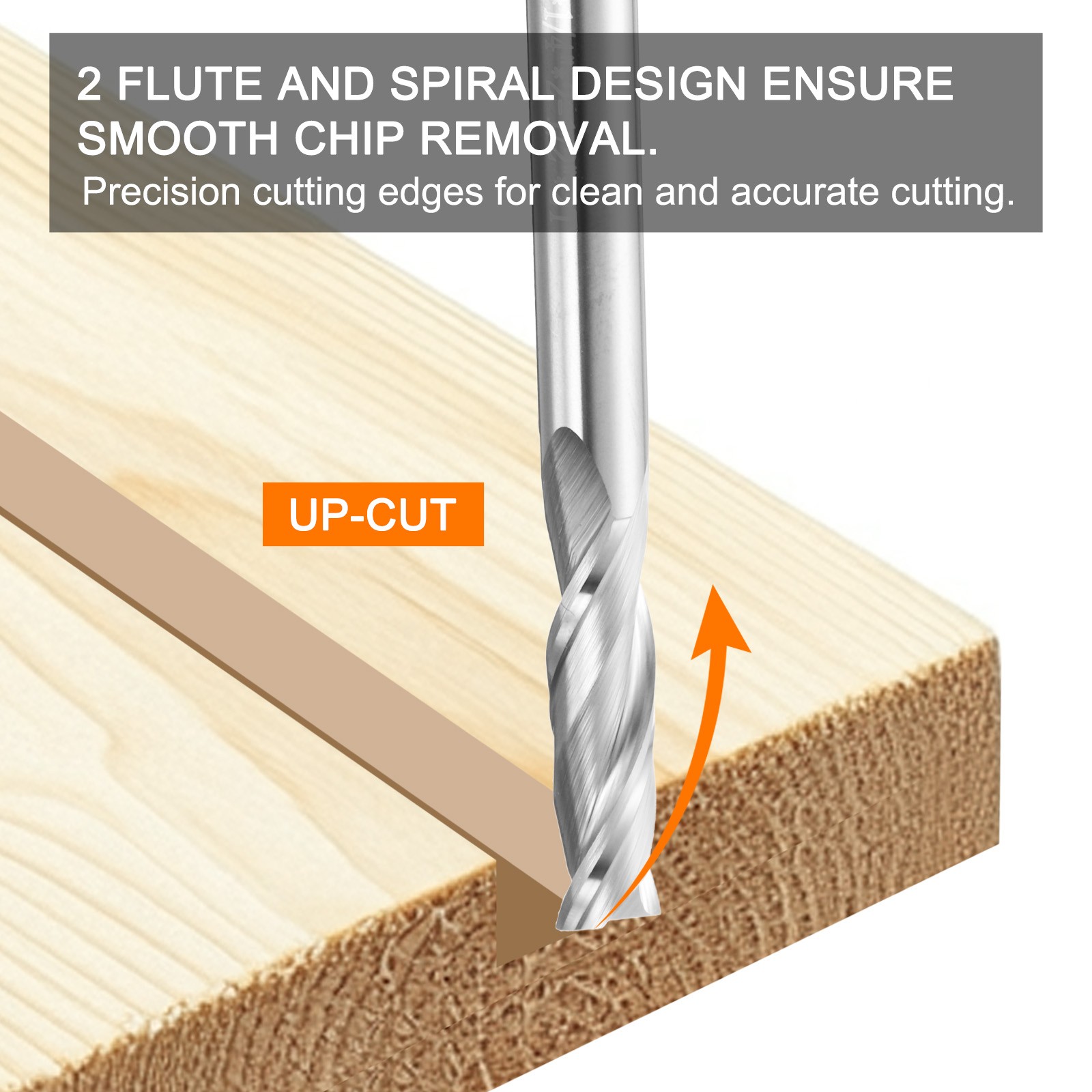 Spiral Router Bit 1/4"x1/4"x1"x2-1/2" 2 Flutes 30 Degree Helix HRC49-51
