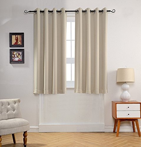 Bedroom Curtains, 63 Inch Long Blackout Living 52"W x 63"L (Pack of 1) Beige