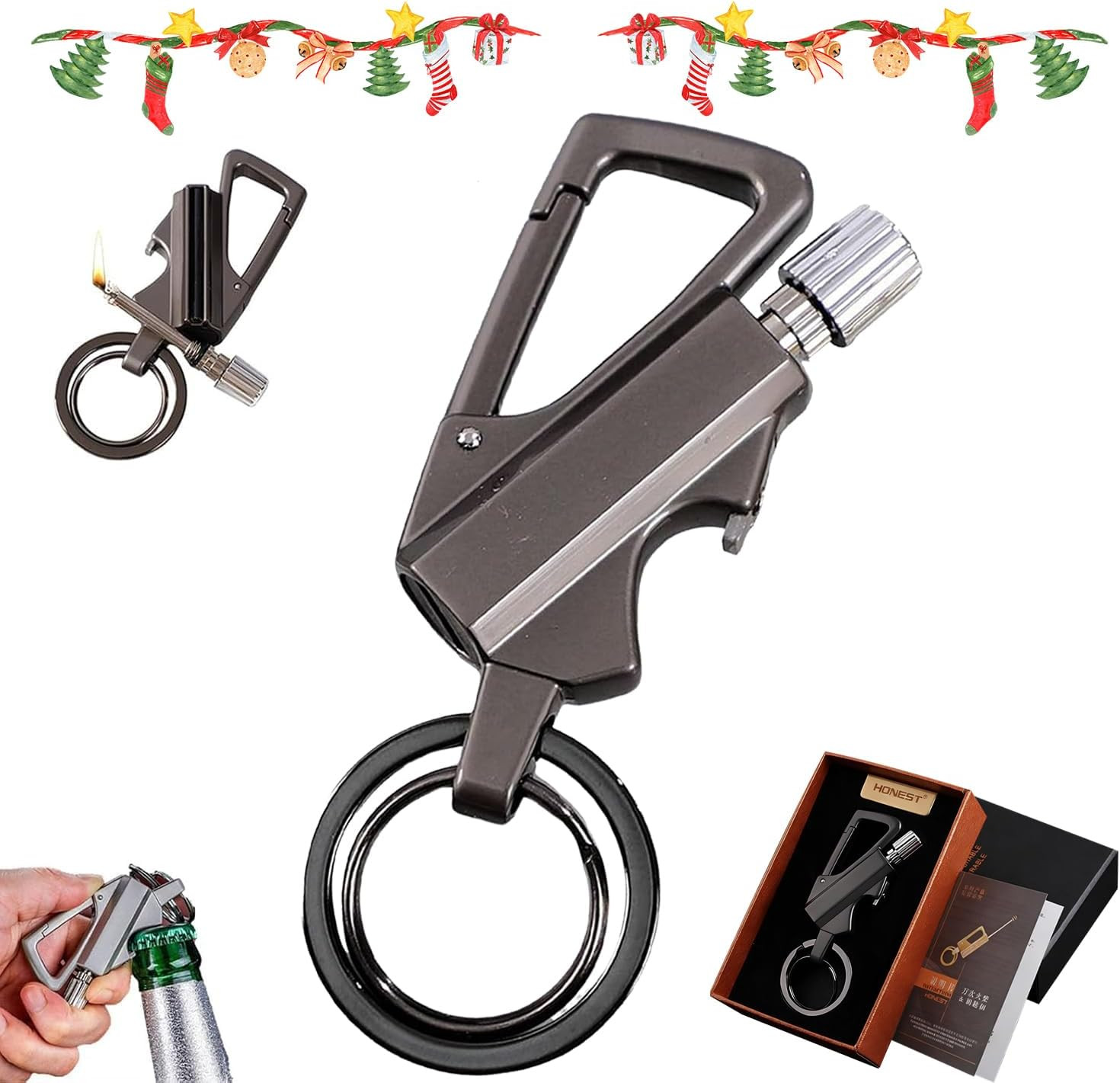 Permanent Match Infinity Lighter, 3-In-1 Keychain Bottle Opener Igniter, Reusabl