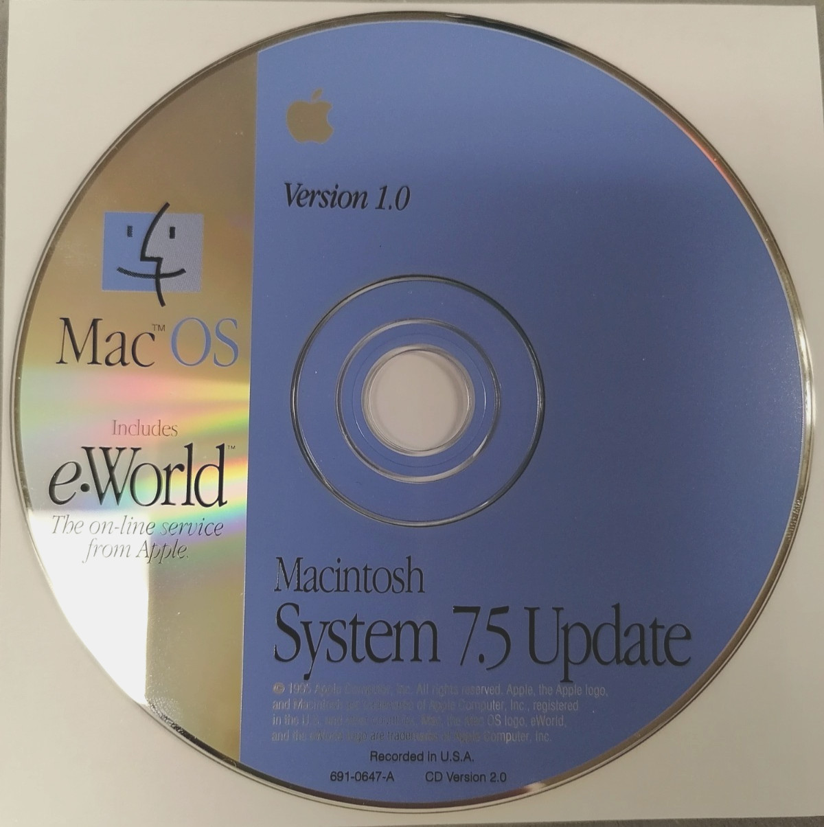 Apple Macintosh System 7.5 Update v1.0 PN:691-0647-A
