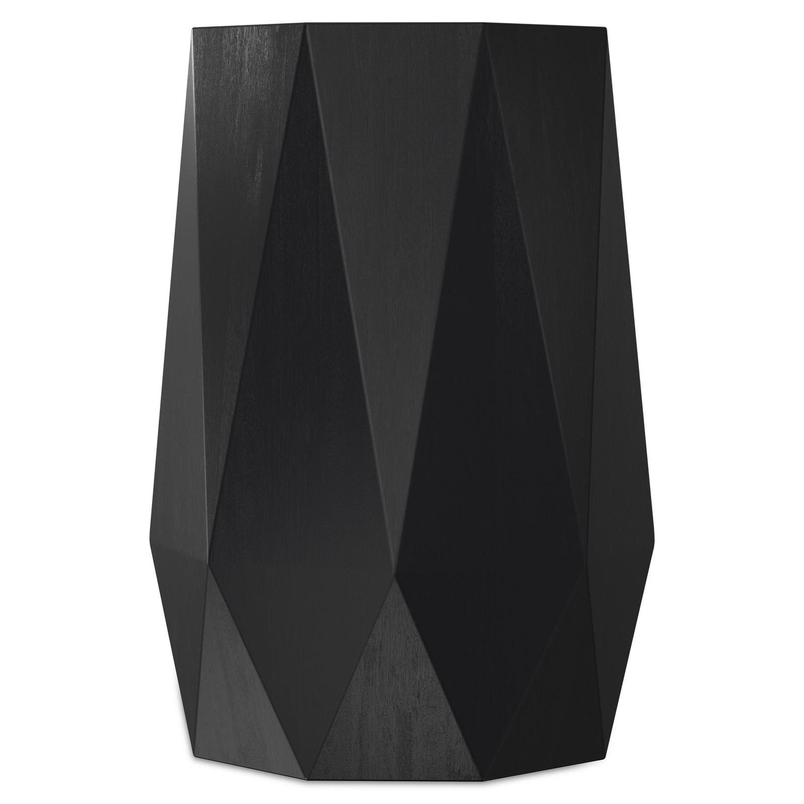 Kurt ACACIA WOOD 15" Wide Polygon Side Table in Black & Fully Assembled