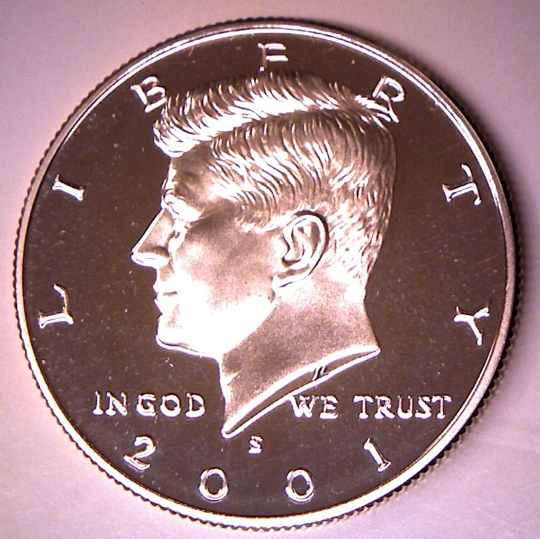 2001 PROOF CLAD KENNEDY HALF DOLLAR "FREE SHIPPING"