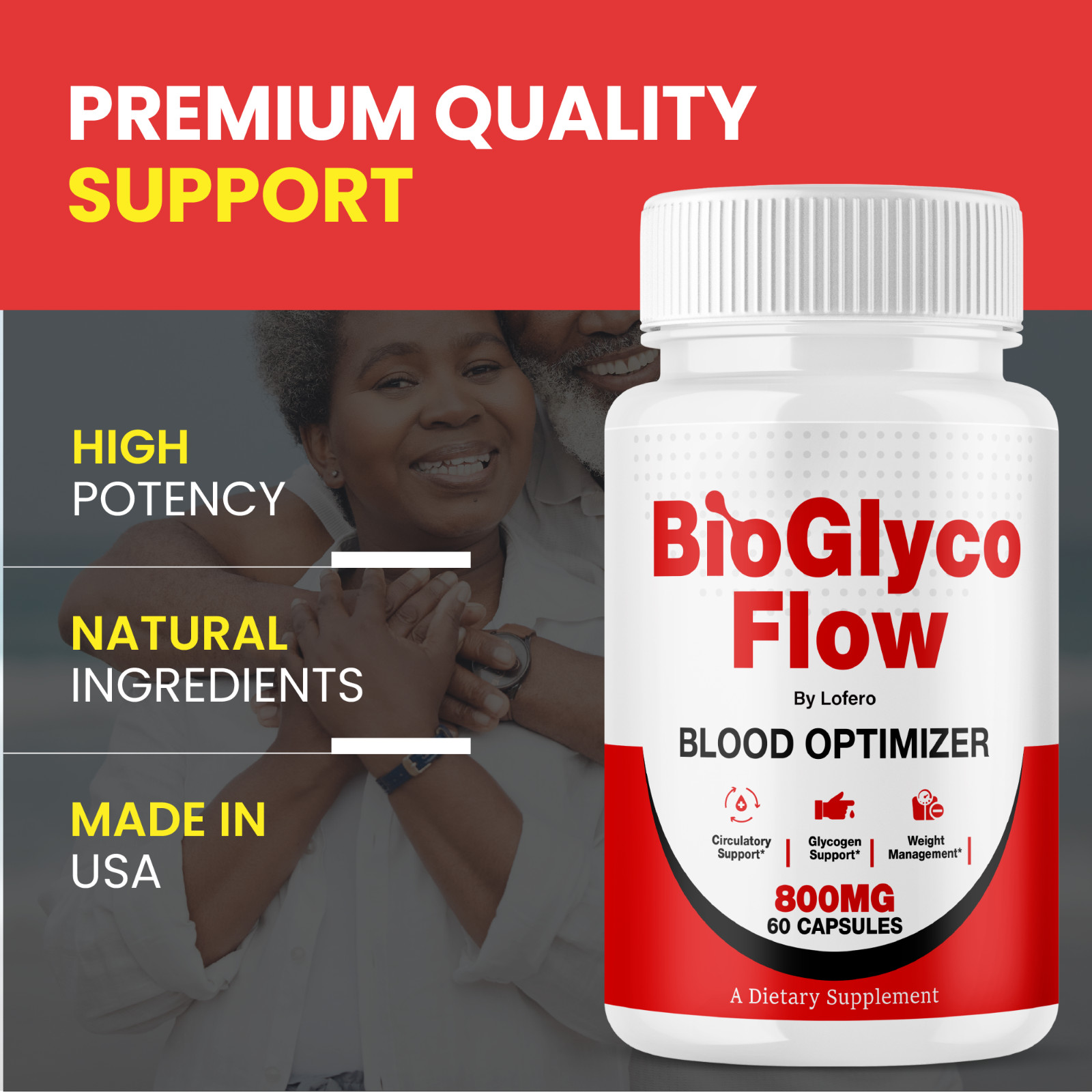 BioGlyco Flow Capsules Bio Glyco Blood Optimizer Supplement Reviews Pills (60ct)