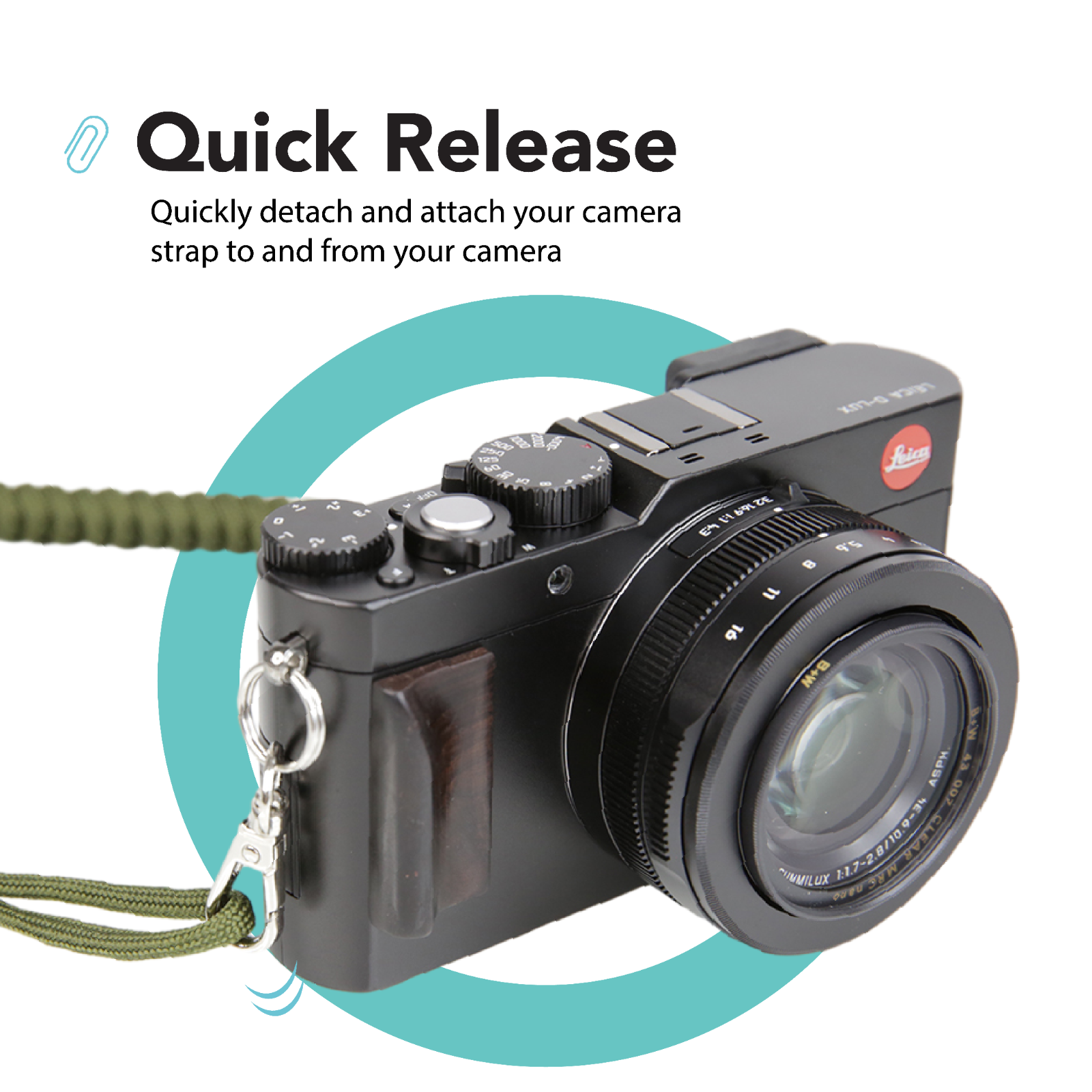 Silver Camera Quick Release for Camera with Round Strap Lugs for Camera Straps