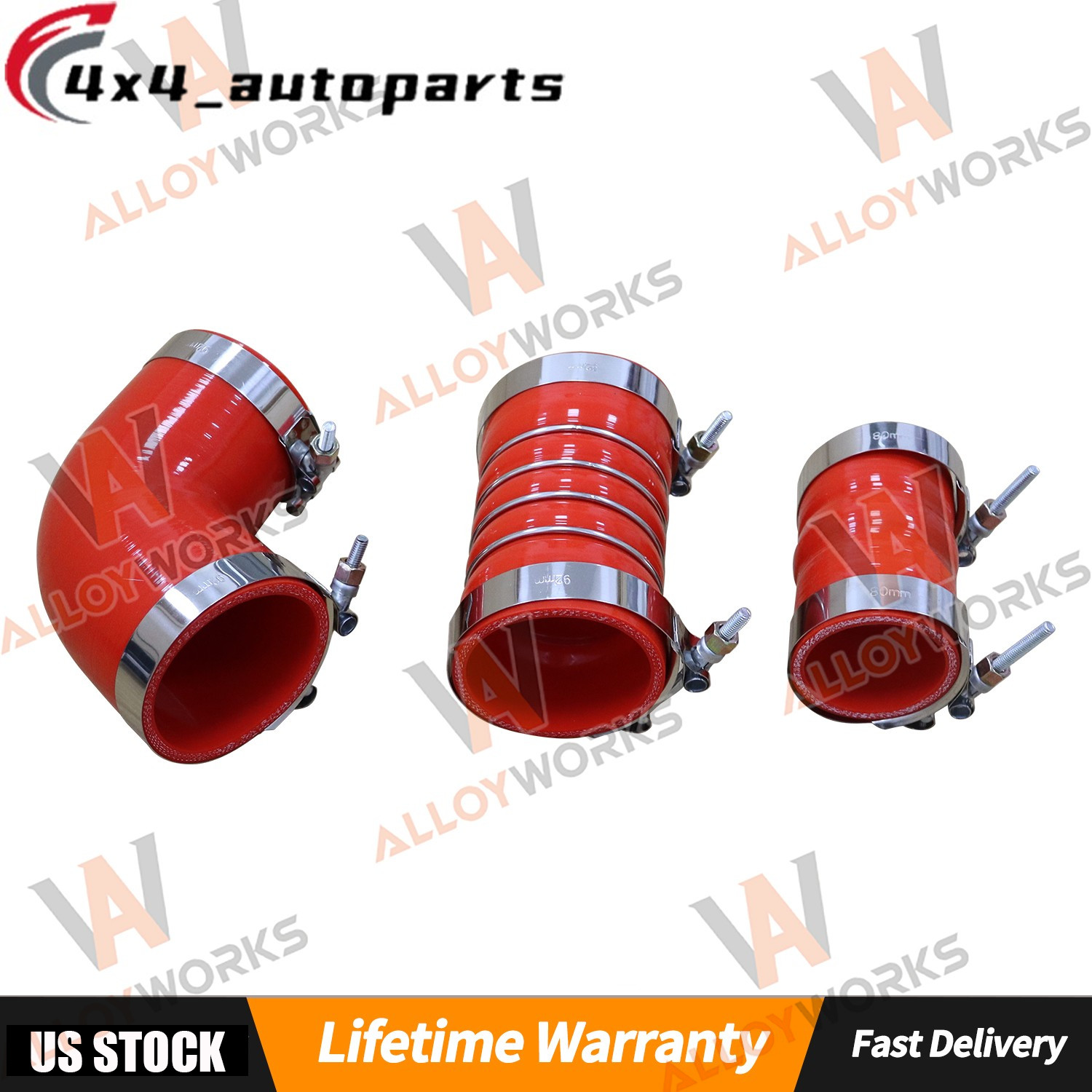 Silicone Hose Kit W/ Stainless Clamps Fits 2006-10 07 08 GM 6.6L LBZ LMM Duramax