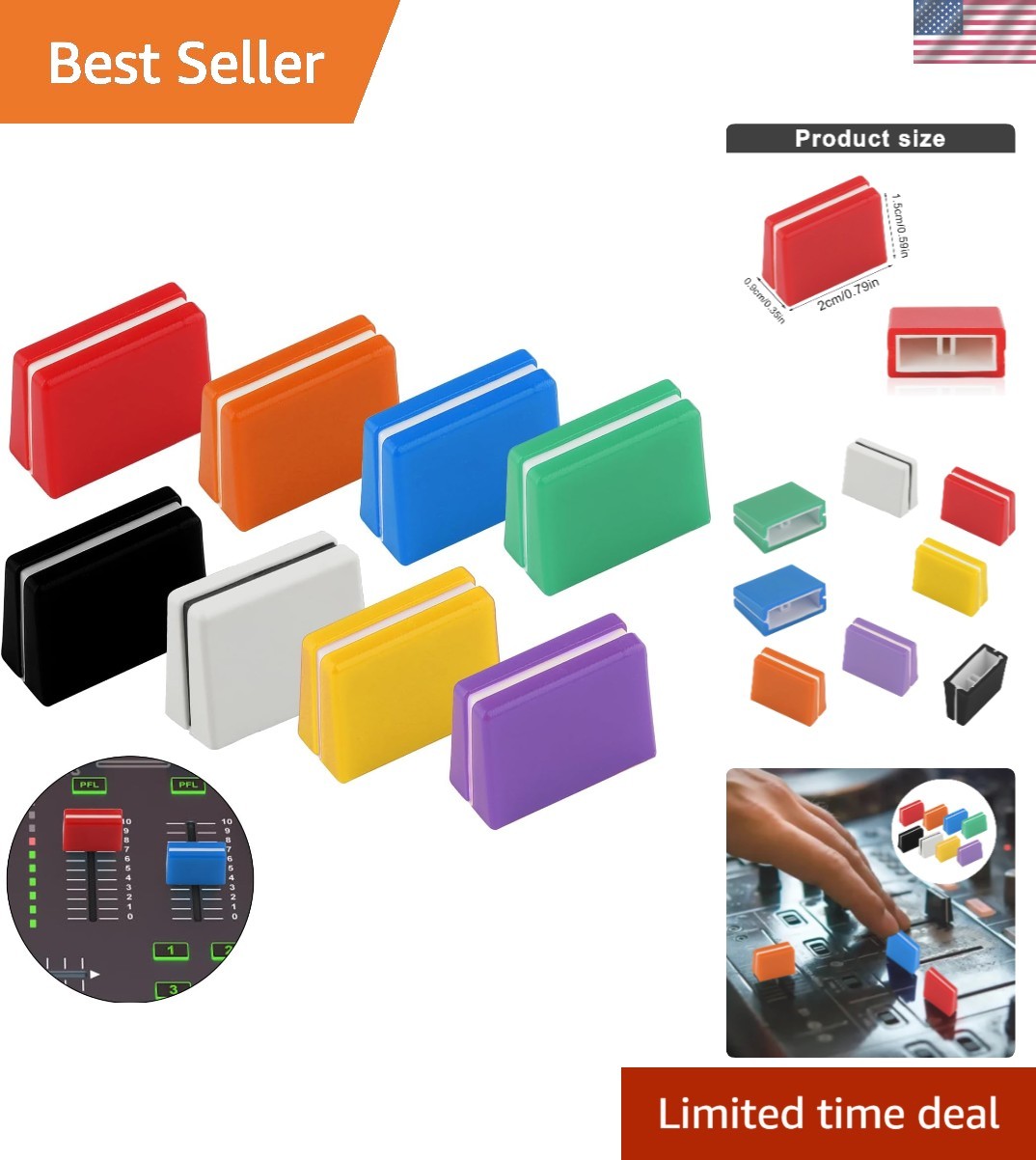 8pcs Colorful Fader Caps for Pioneer Mixers - Easy Install Slider Knobs